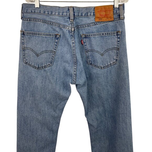 Levis 505 Light Blue Denim Jeans Straight Leg Mens Size 34 x 30 - Picture 6 of 6